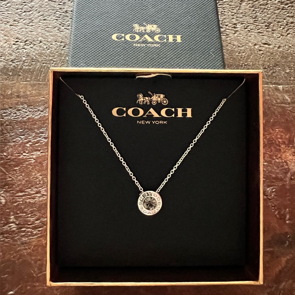 Coach Open Circle Necklace & Matching Earrings Set New In Box Package